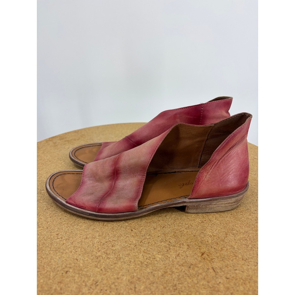 Free People Mont Blanc Washed Red Leather dOrsay Flat Sandals Womens - Picture 4 of 6